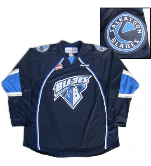 Custom WHL Saskatoon Blades 2009-Pres Road Premier Hockey Jersey Blue